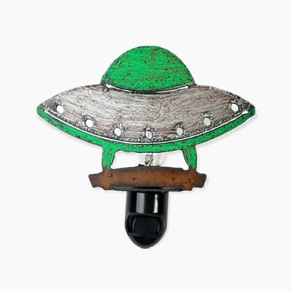 Alien Flying Saucer Hand Painted Iron Night Light Space Ship Kids Fun Lighting